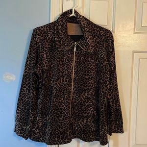 Nwt extra large, petite style and Company leopard zip up velour jacket